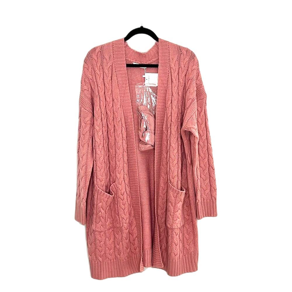 Kirundo Pink Chunky Knit Cardigan With Belt NWT Size Medium